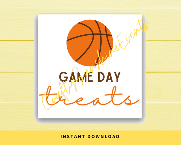 INSTANT DOWNLOAD Basketball Game Day Treats Square Gift Tags 2.5x2.5