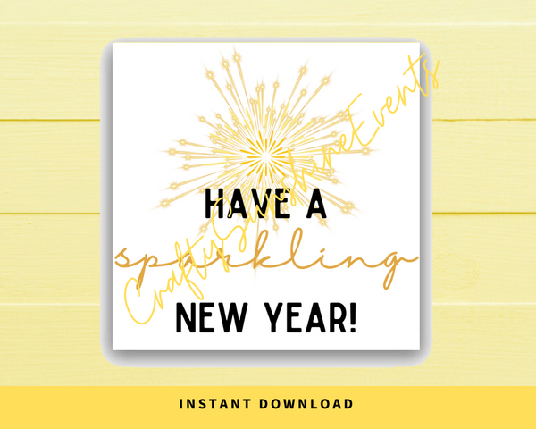 INSTANT DOWNLOAD Have A Sparkling New Year Square Gift Tags 2.5x2.5