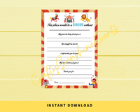 INSTANT DOWNLOAD Teachers Week Circus Themed Teacher Questionnaire 5x7