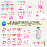 DIGITAL DOWNLOAD ONLY Valentine's Day Candy Hearts Themed Teachers & Staff Appreciation Week Bundle Set
