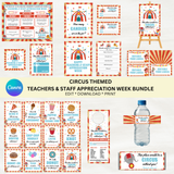 DIGITAL DOWNLOAD ONLY Circus Themed Teachers & Staff Appreciation Week Bundle Set