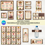 DIGITAL DOWNLOAD ONLY Western Themed Teachers & Staff Appreciation Week Bundle Set