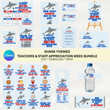 DIGITAL DOWNLOAD ONLY Shark Themed Teachers & Staff Appreciation Week Bundle Set