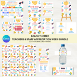 DIGITAL DOWNLOAD ONLY Beach Themed Teachers & Staff Appreciation Week Bundle Set
