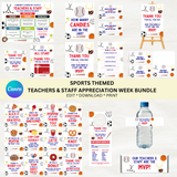 DIGITAL DOWNLOAD ONLY Sports Themed Teachers & Staff Appreciation Week Bundle Set