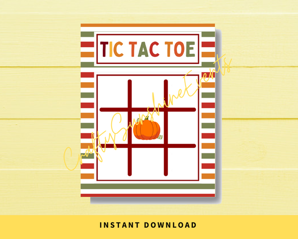 INSTANT DOWNLOAD Fall Themed Tic Tac Toe Game Cards