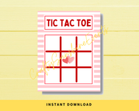 INSTANT DOWNLOAD Stripe Pink Happy Valentine's Day Tic Tac Toe Game Cards
