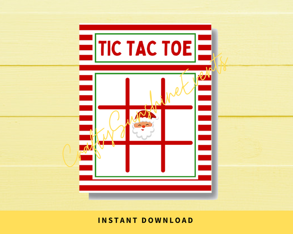 INSTANT DOWNLOAD Santa Christmas Tic Tac Toe Game Cards