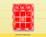 INSTANT DOWNLOAD Plaid Red Snowflake Tic Tac Toe Game Cards