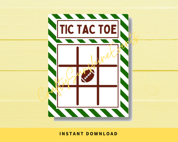 INSTANT DOWNLOAD Football Tic Tac Toe Game Cards
