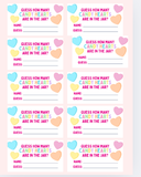 INSTANT DOWNLOAD Valentine's Day Candy Hearts Themed Guess How Many Candies Are In The Jar Guessing Game