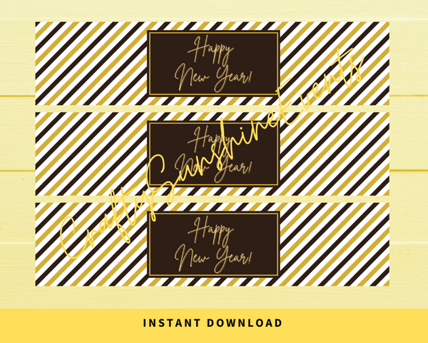INSTANT DOWNLOAD Happy New Year Water Bottle Labels 8.5x2