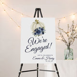 DIGITAL DOWNLOAD ONLY Floral Blue Pumpkin Fall Engagement Party Sign