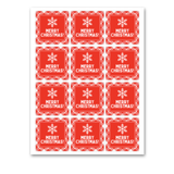 INSTANT DOWNLOAD Plaid Red Snowflake Merry Christmas Square Gift Tags 2.5x2.5