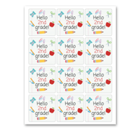 INSTANT DOWNLOAD Hello 2nd Grade Back to School Square Gift Tags 2.5x2.5