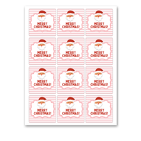 INSTANT DOWNLOAD Pink Santa Merry Christmas Square Gift Tags 2.5x2.5