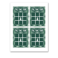 INSTANT DOWNLOAD Plaid Green Christmas Tree Tic Tac Toe Game Cards