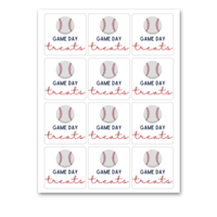 INSTANT DOWNLOAD Baseball Game Day Treats Square Gift Tags 2.5x2.5