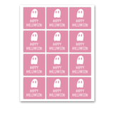 INSTANT DOWNLOAD Pink Ghost Happy Halloween Square Gift Tags 2.5x2.5