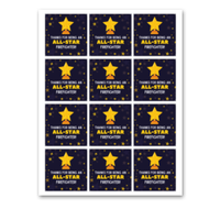 INSTANT DOWNLOAD Thanks For Being An All-Star Firefighter Square Gift Tags 2.5x2.5