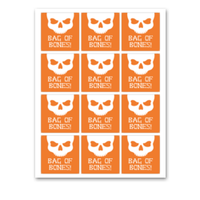 INSTANT DOWNLOAD Skull Bag Of Bones Halloween Square Gift Tags 2.5x2.5
