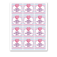 INSTANT DOWNLOAD Candy Heart Happy Valentine's Day Square Gift Tags 2.5x2.5