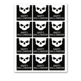 INSTANT DOWNLOAD Black Skull Happy Halloween Square Gift Tags 2.5x2.5
