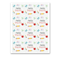 INSTANT DOWNLOAD Hello Pre-K Back to School Square Gift Tags 2.5x2.5