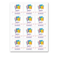 INSTANT DOWNLOAD Happy First Day Of School Square Gift Tags 2.5x2.5