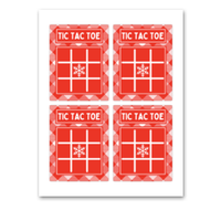 INSTANT DOWNLOAD Plaid Red Snowflake Tic Tac Toe Game Cards
