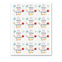 INSTANT DOWNLOAD Hello 6th Grade Back to School Square Gift Tags 2.5x2.5