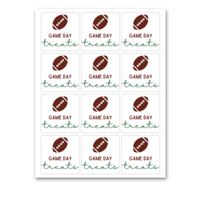 INSTANT DOWNLOAD Football Game Day Treats Square Gift Tags 2.5x2.5