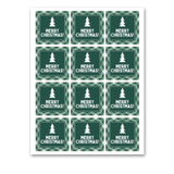 INSTANT DOWNLOAD Plaid Green Christmas Tree Merry Christmas Square Gift Tags 2.5x2.5