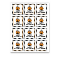 INSTANT DOWNLOAD Pumpkin Ghost Happy Halloween Square Gift Tags 2.5x2.5