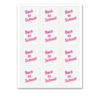 INSTANT DOWNLOAD Pink Back To School Square Gift Tags 2.5x2.5