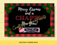 INSTANT DOWNLOAD Buffalo Merry Kissmas And A Chappy New Year Lip Balm Tags 6x4