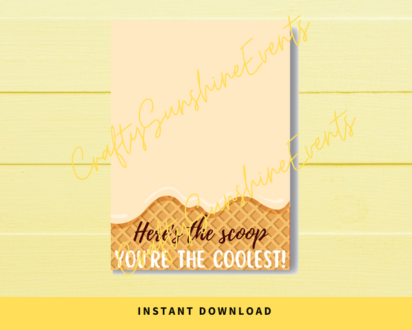 INSTANT DOWNLOAD Here's The Scoop You're The Coolest Cookie Card 3.5x5