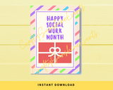 INSTANT DOWNLOAD Happy Social Work Month Gift Card Holder 5x7