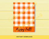 INSTANT DOWNLOAD Orange Plaid Happy Fall Cookie Cards 3.5x5