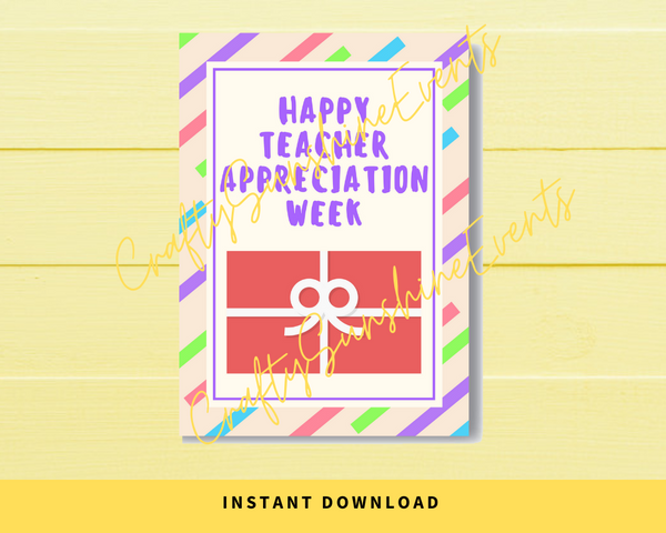 INSTANT DOWNLOAD Happy Teacher Appreciation Week Gift Card Holder 5x7