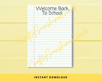 INSTANT DOWNLOAD Welcome Back To School Notebook Cookie Cards 3.5x5