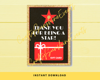 INSTANT DOWNLOAD Hollywood Themed Thank You For Being A Star Gift Card Holder 5x7