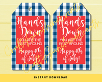 INSTANT DOWNLOAD Hands Down You Are The Best Around Happy 4th Of July Gift Tags