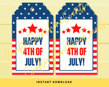 INSTANT DOWNLOAD Patriotic Happy 4th Of July Gift Tags