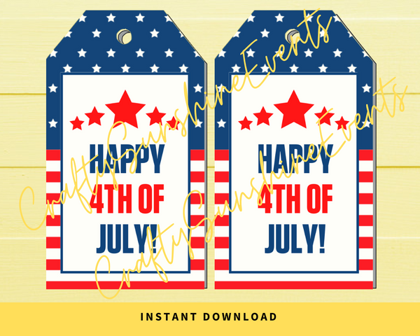 INSTANT DOWNLOAD Happy 4th Of July Gift Tags