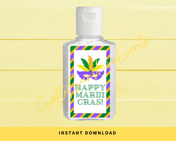 INSTANT DOWNLOAD Happy Mardi Gras Hand Sanitizer Labels