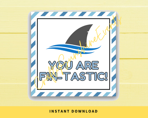 INSTANT DOWNLOAD You Are Fin-Tastic Square Gift Tags 2.5x2.5