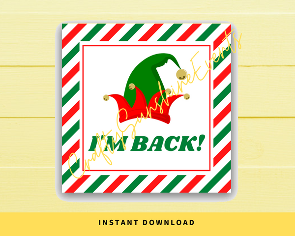 INSTANT DOWNLOAD I'm Back Elf Square Gift Tags 2.5x2.5