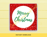 INSTANT DOWNLOAD Red Glitter Merry Christmas Square Gift Tags 2.5x2.5