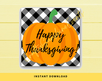 INSTANT DOWNLOAD Plaid Happy Thanksgiving Pumpkin Square Gift Tags 2.5x2.5